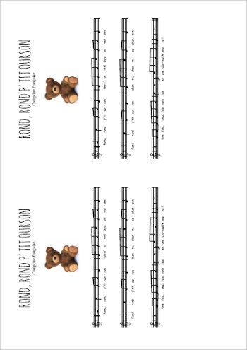 Rond, rond p'tit ourson Partition gratuite